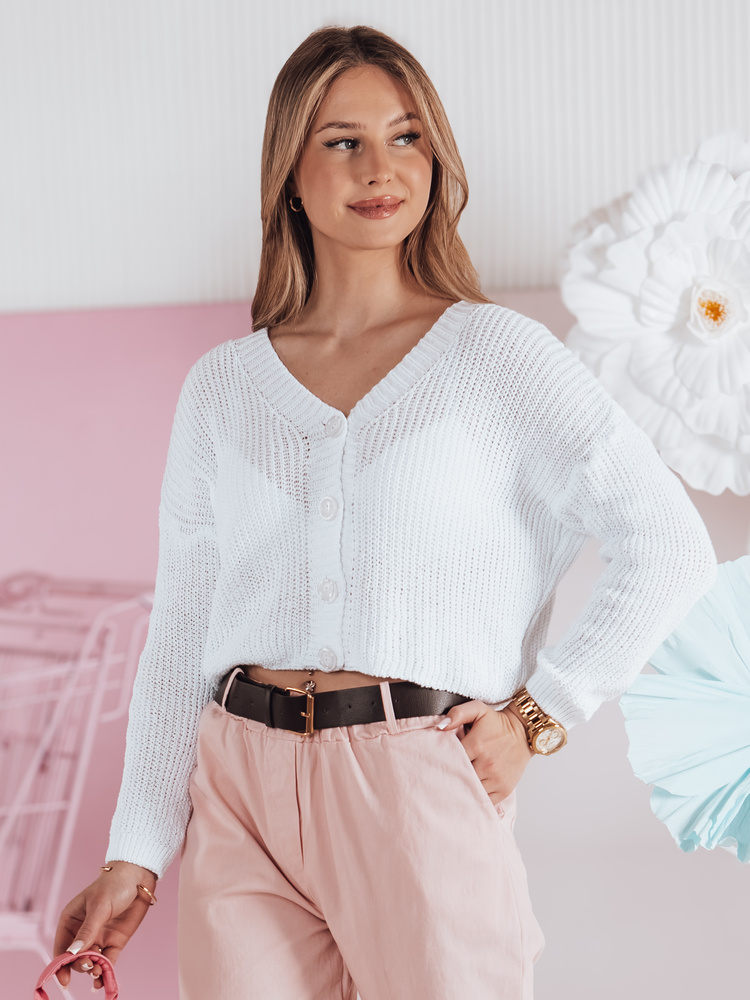 Swter damskie one size oversize prążkowany SWEETDREAM biały Dstreet