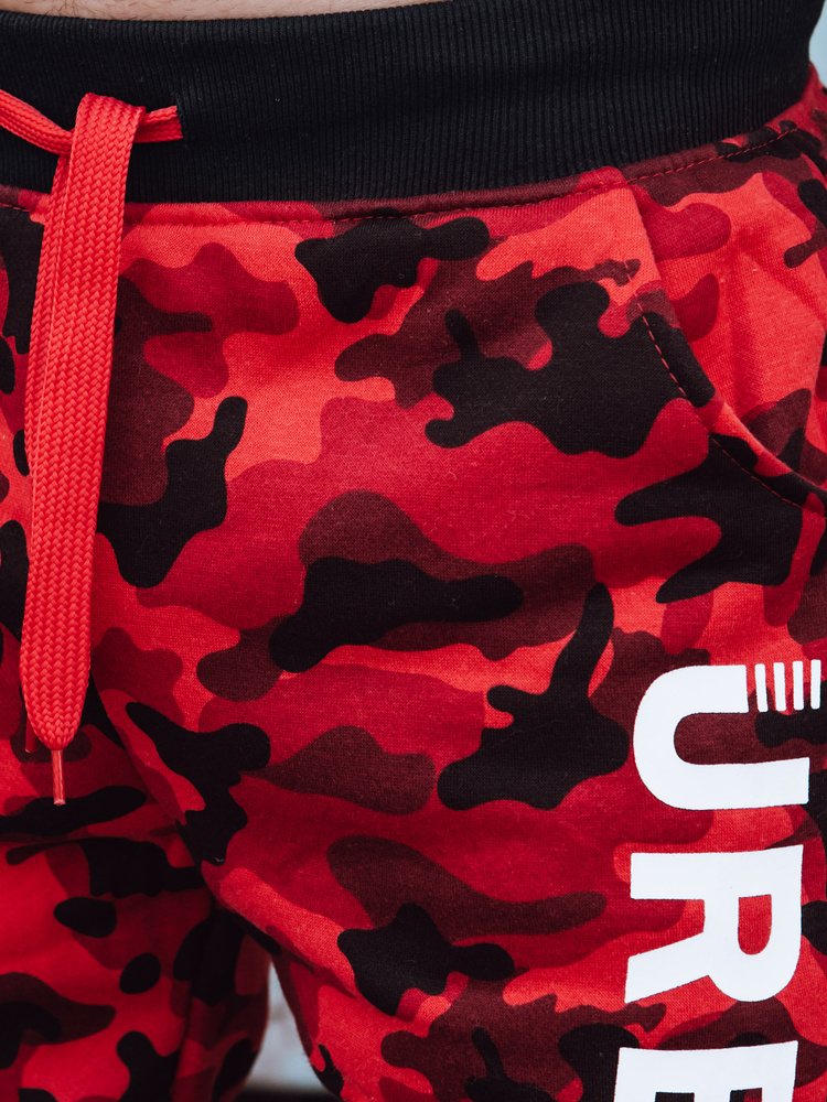 Spodnie dresowe męskie camo z nadrukiem czerwone Dstreet
