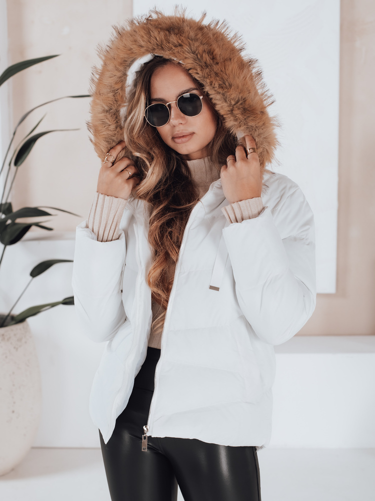 Jachetă matlasată de iarnă pentru femei, albă