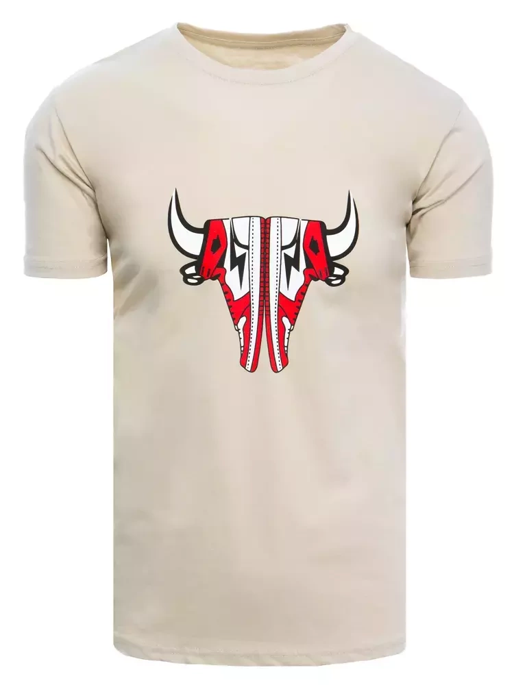 T-shirt męski beżowy Dstreet