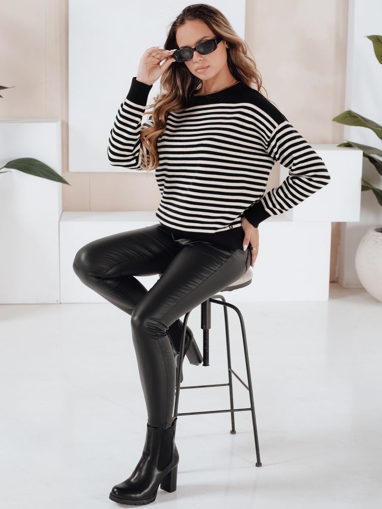 Pulover cu dungi pentru femei ELVARA negru