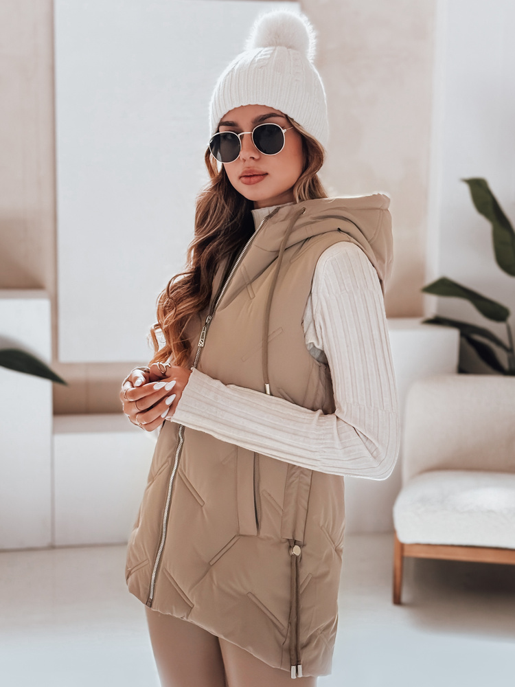 Vestă cu glugă de cămilă pentru femei