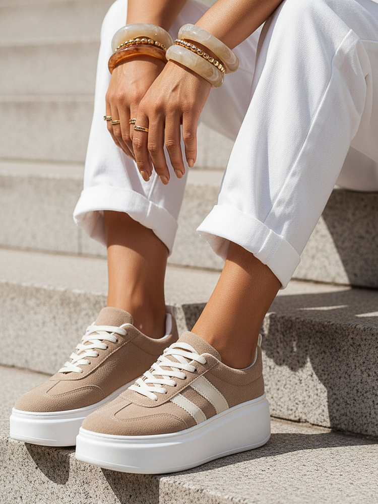 Dámské béžové tenisky na platformě