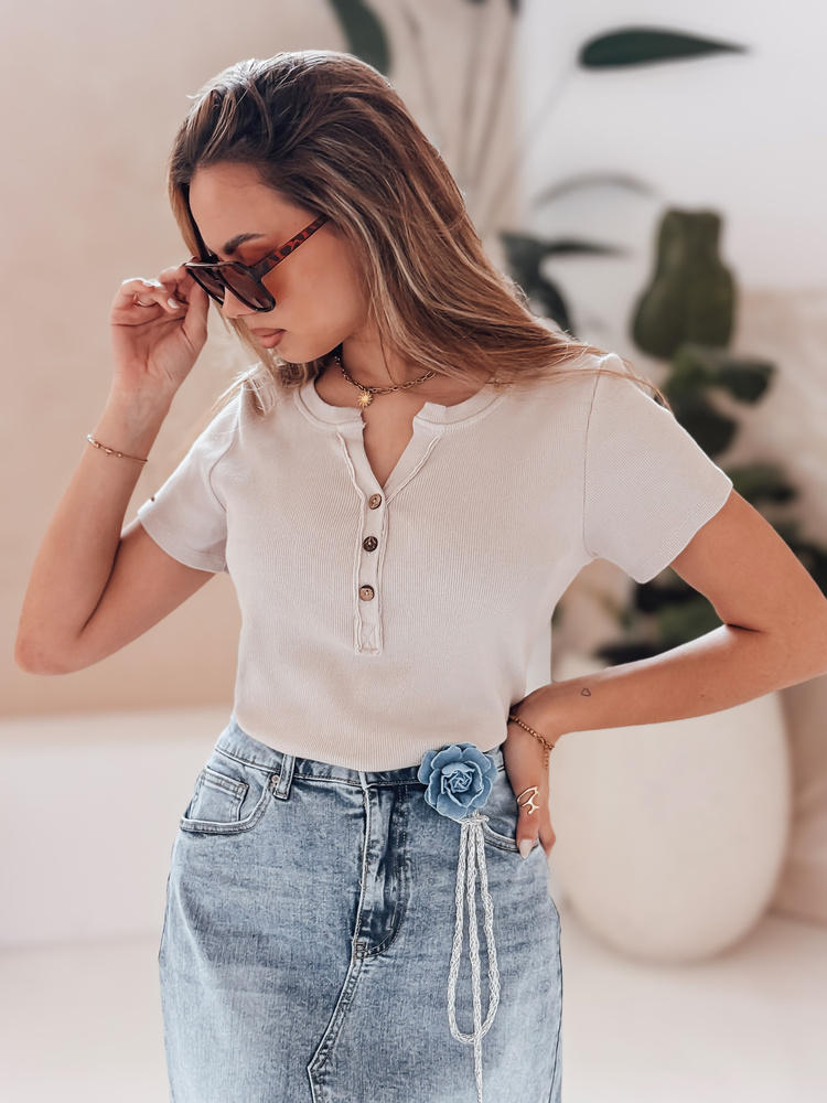 Bluză cu dungi pentru femei KISS LOOK bej