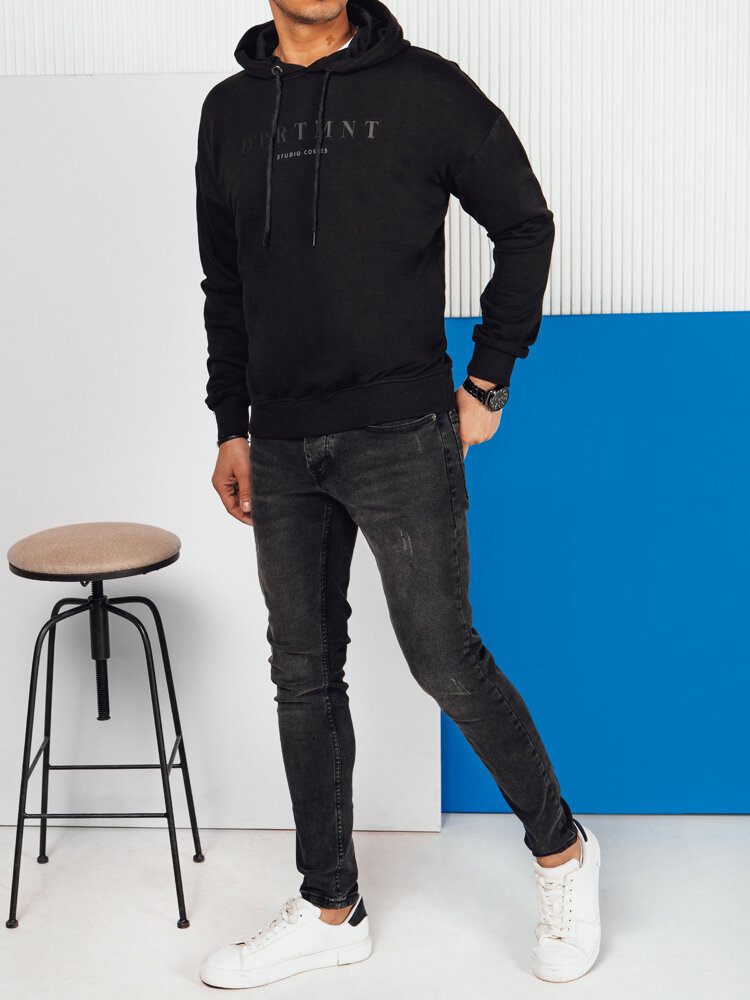 Bluza męska z nadrukiem czarna Dstreet