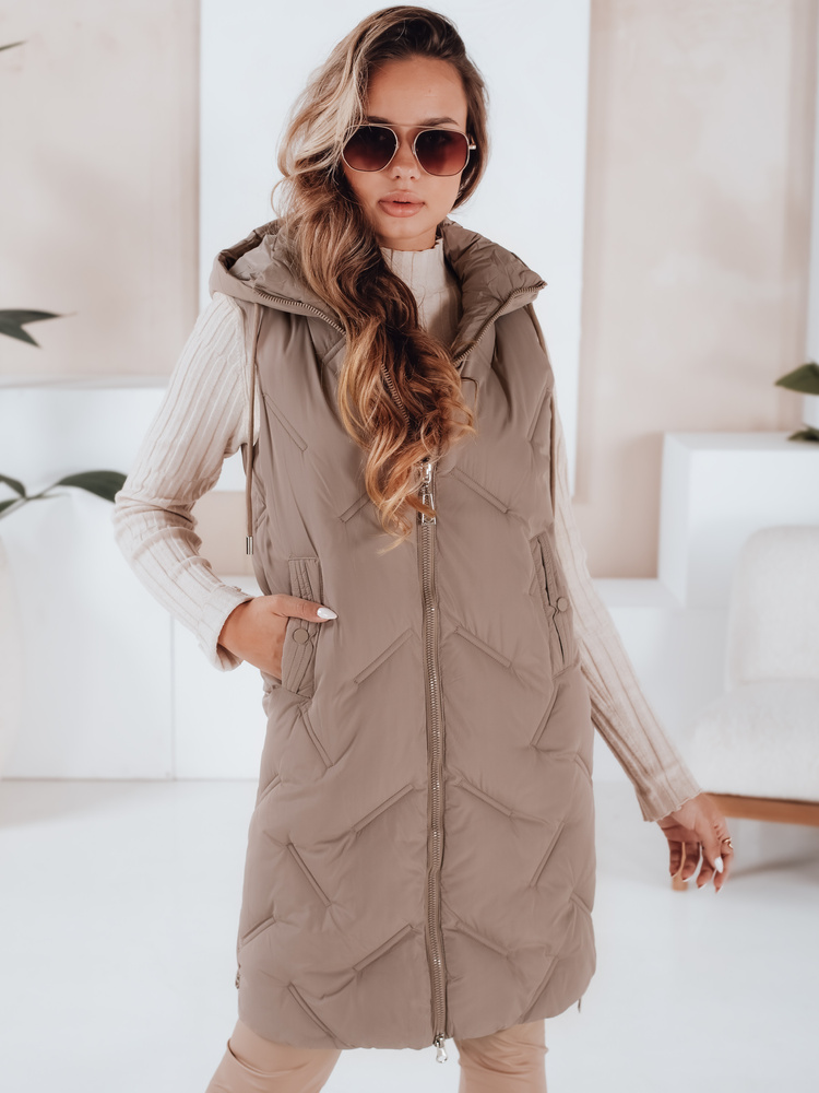 Dámska prešívaná vesta s kapucňou