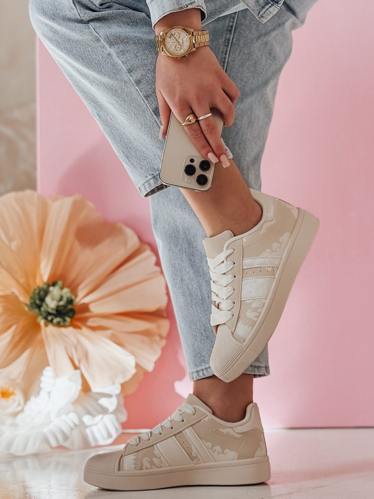 Sneakersy damskie na platformie LUCIOS  beżowe Dstreet