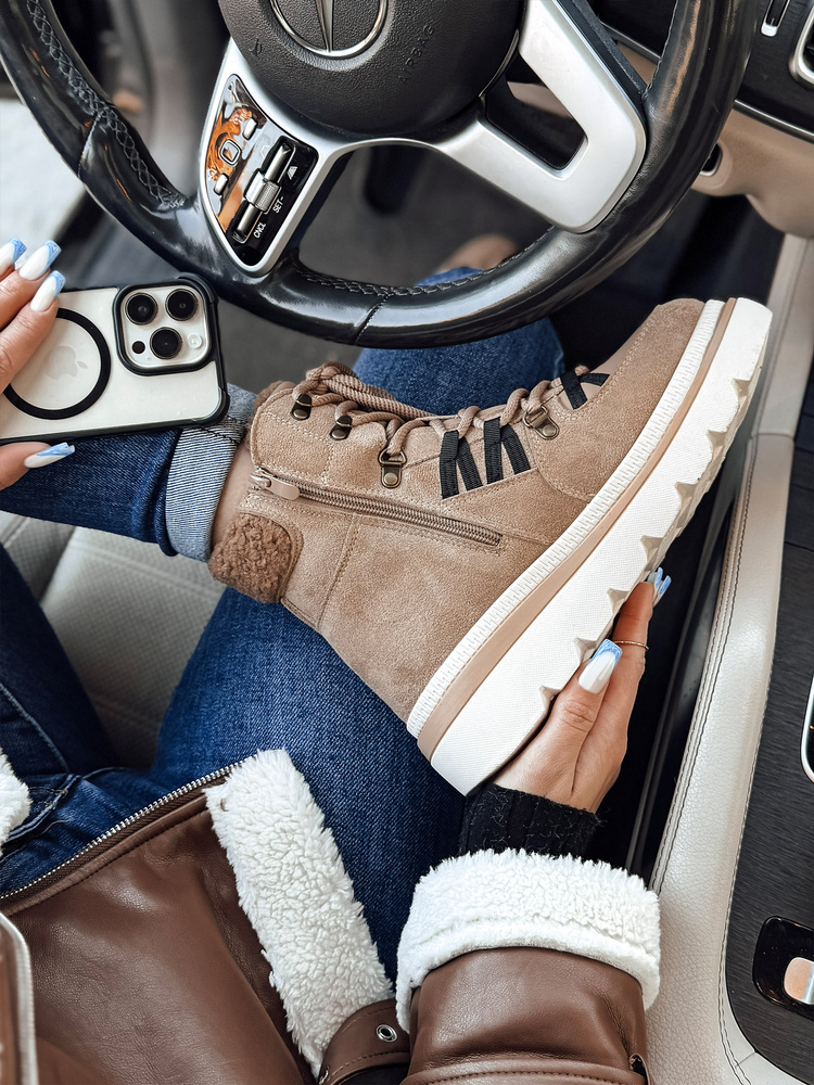Botki damskie COZYLOFT ocieplane trekkingowe khaki Dstreet