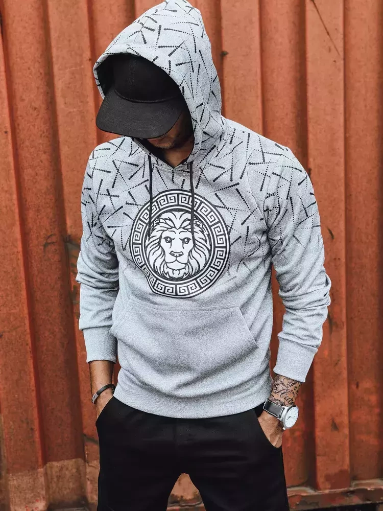Bluza męska z nadrukiem szara Dstreet