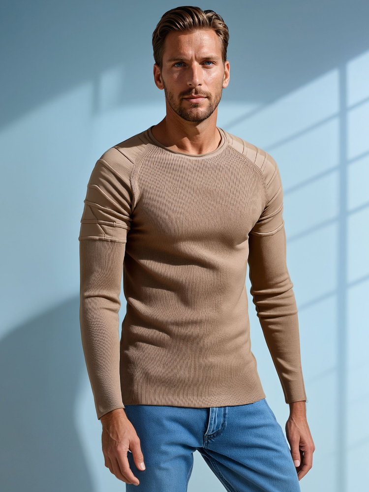Sweter męski beżowy Dstreet
