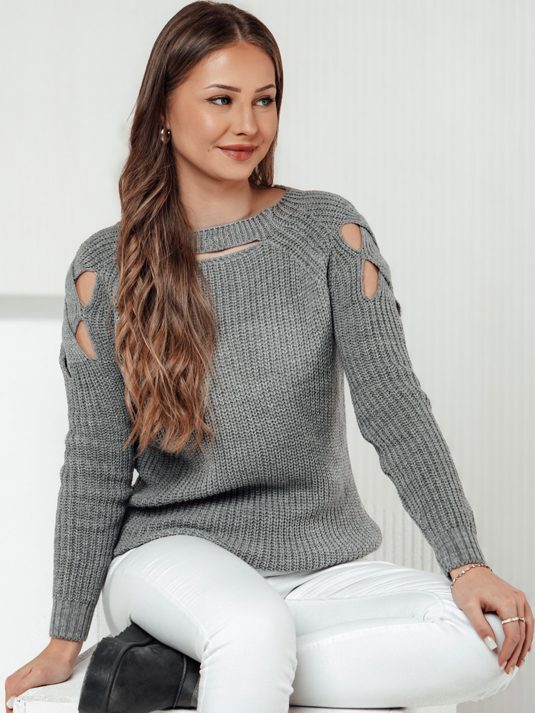 Sweter damski SLITARIA jasnoszary Dstreet