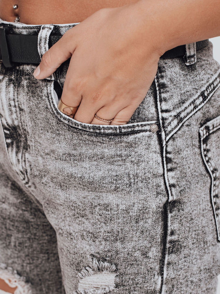 Blugi push-up pentru femei cu găuri, gri