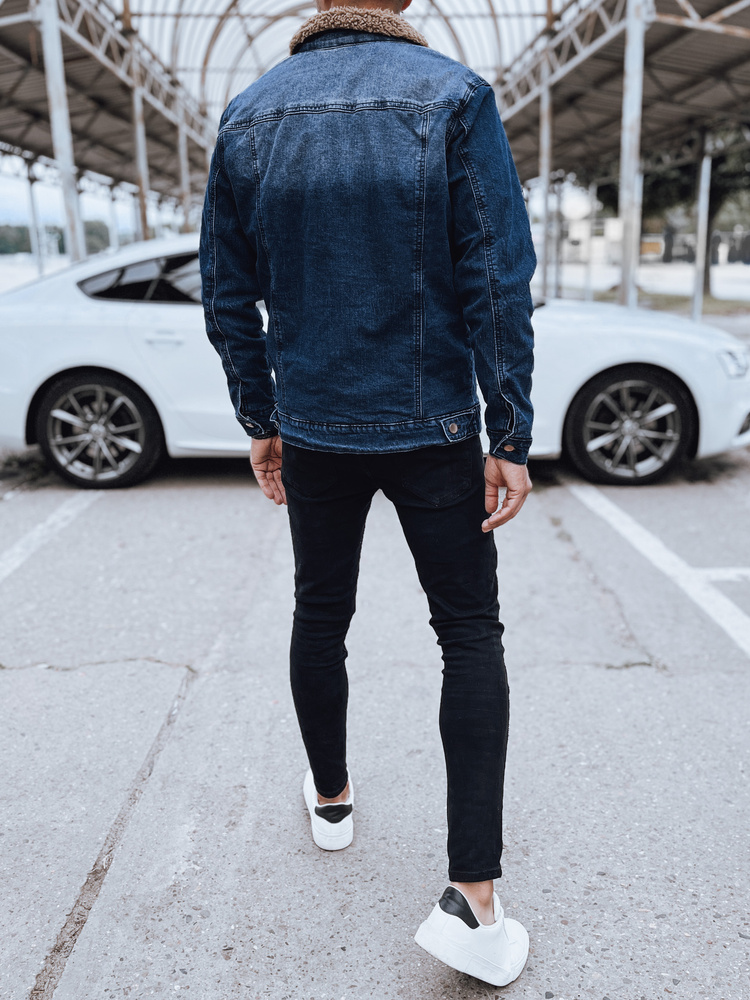 Ocieplana kurtka męska jeansowa niebieska Dstreet