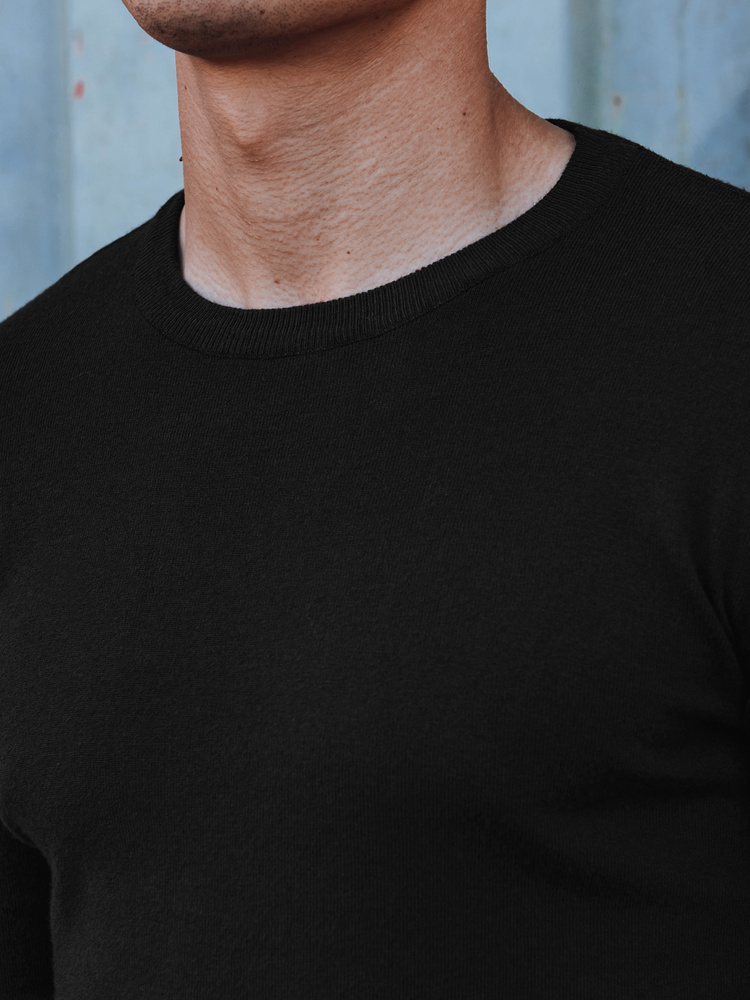 Sweter męski klasyczny czarny Dstreet