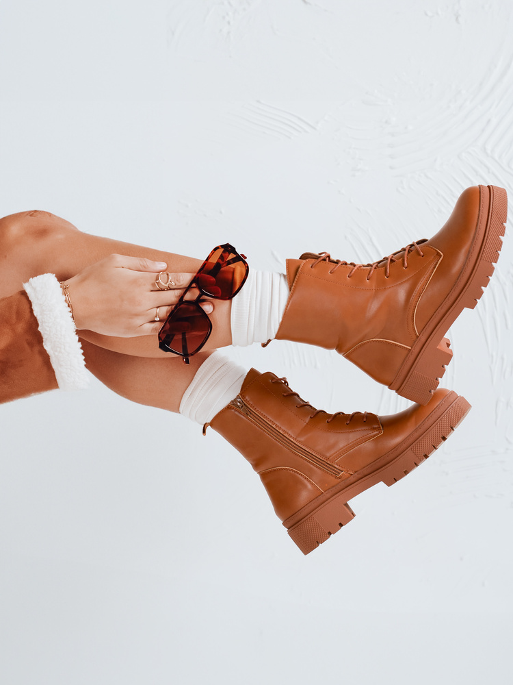 Botki damskie workery STYLOBOSS kamelowe Dstreet