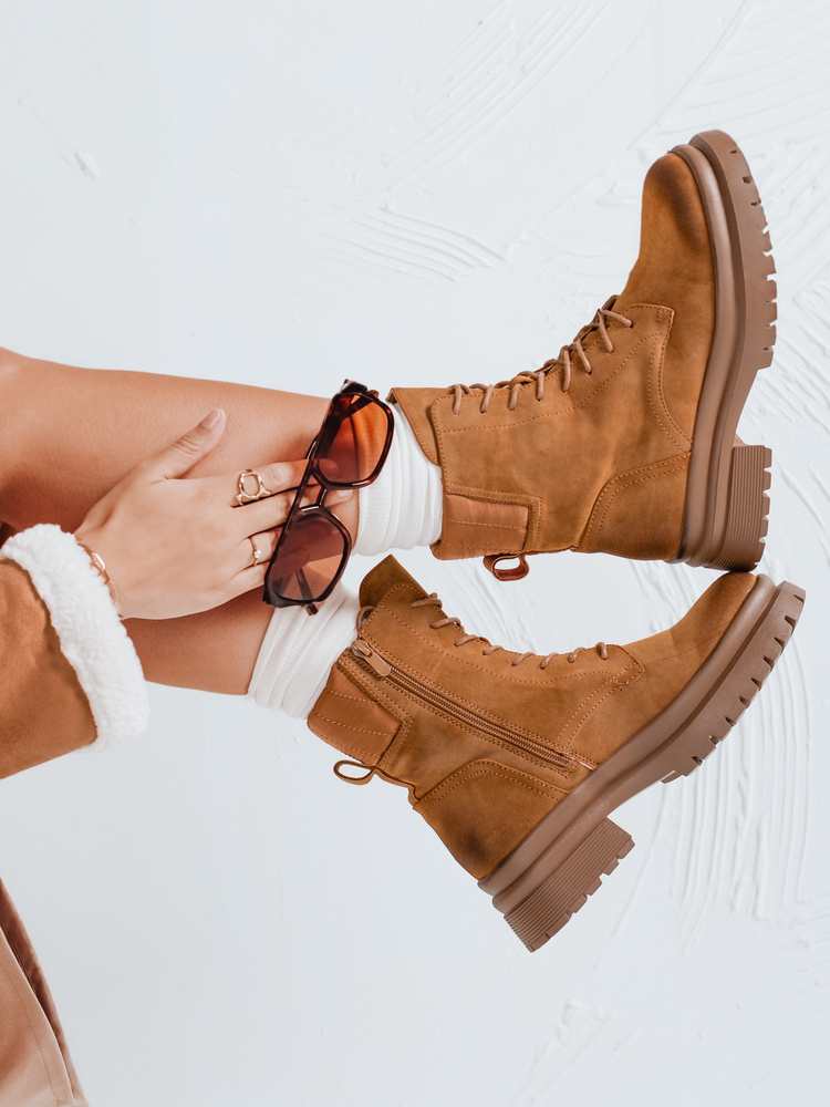 Botki damskie BASTEL kamelowe Dstreet