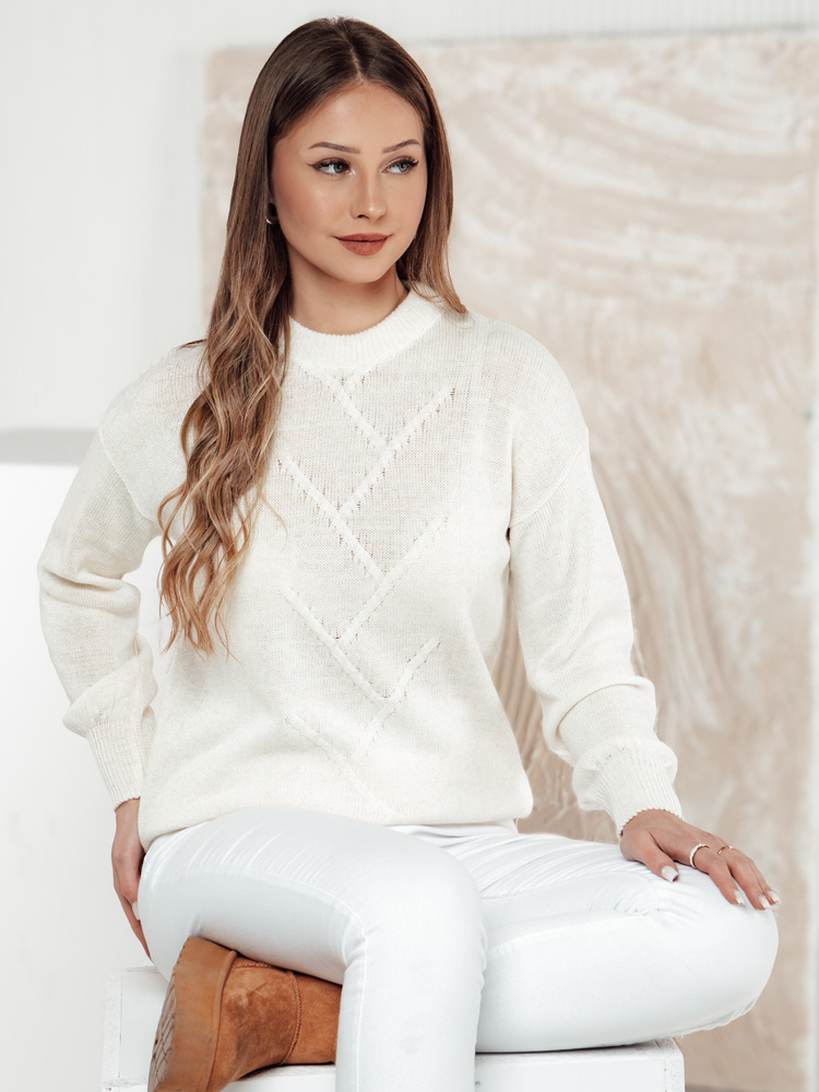 Sweter damski oversize FEMWEAVE ecru Dstreet