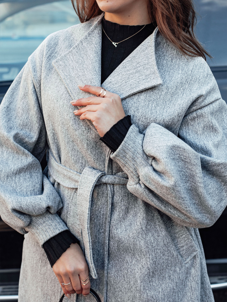 Palton lung de damă OPULENA cu curea