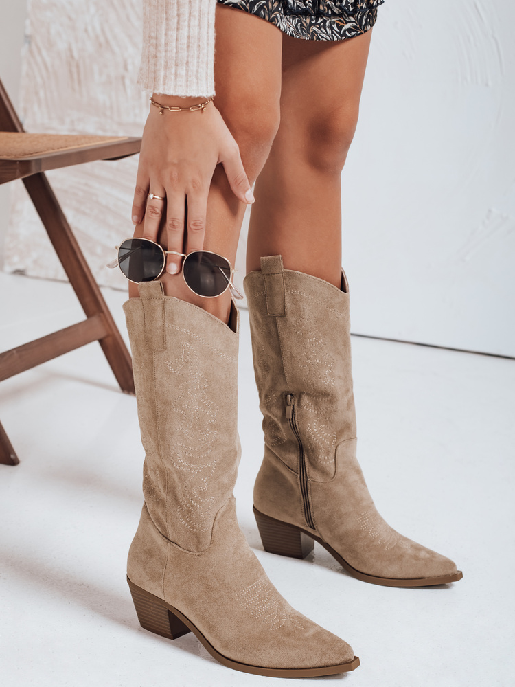 Kowbojki damskie beżowe Dstreet