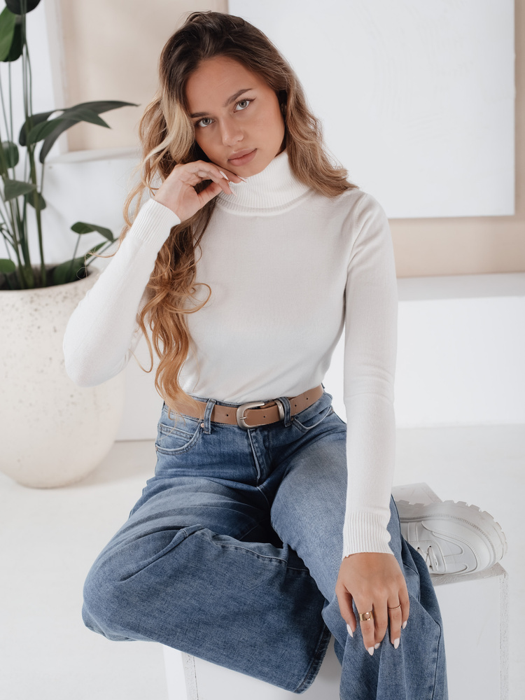 Pulover cu guler înalt pentru femei VANORIA alb