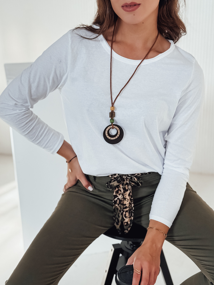 Bluză albă de damă MINIMODA cu pandantiv