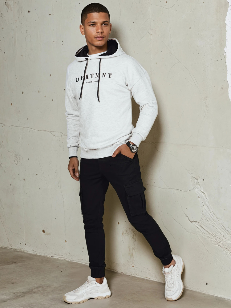Bluza męska z nadrukiem jasnoszara Dstreet
