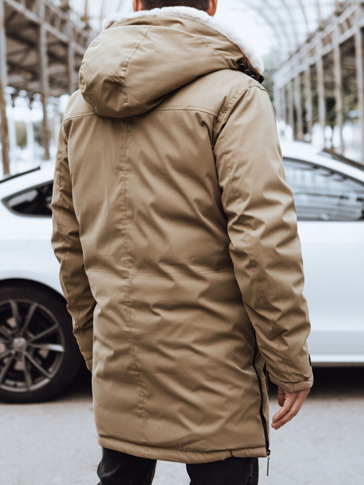 Kurtka zimowa męska ciemnobeżowa Dstreet