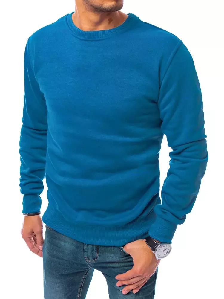 DStreet Bluza męska gładka niebieska BX4983