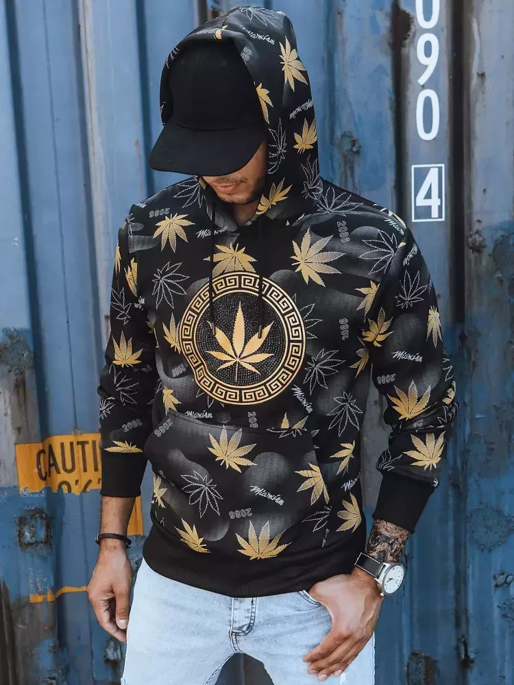Bluza męska z nadrukiem czarna Dstreet