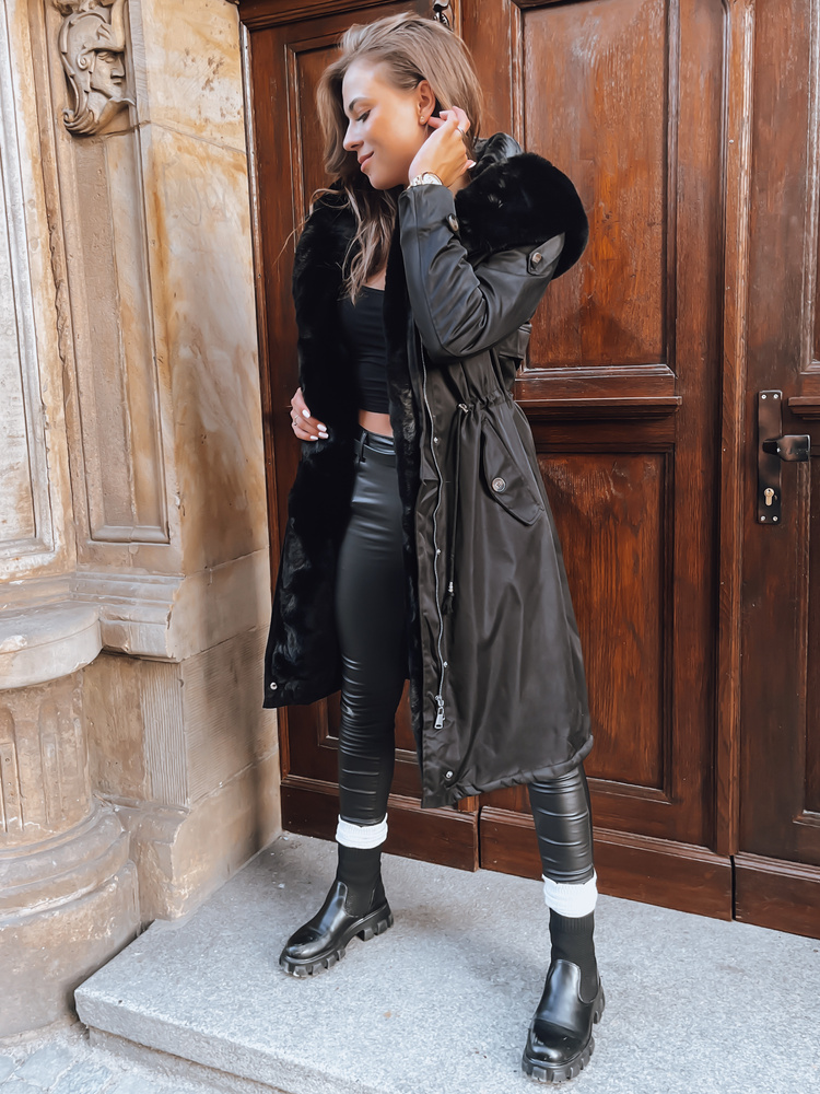 Ocieplana parka damska HARPERSOFT czarna Dstreet