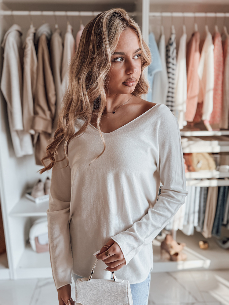 Sweter damski one size długi SOFTIL biały Dstreet