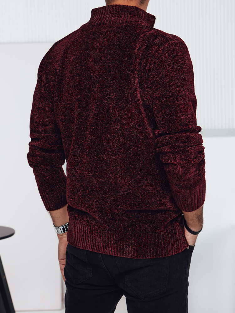 Sweter męski rozpinany bordowy Dstreet
