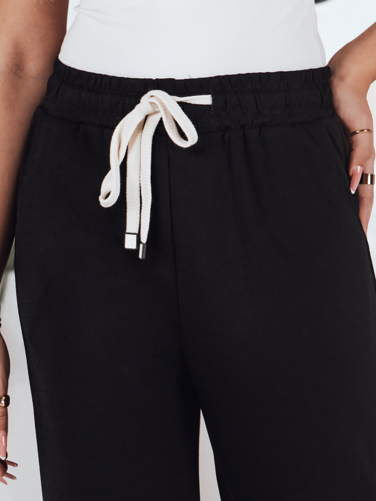 Spodnie damskie dresowe wide leg LOOSIS czarne Dstreet