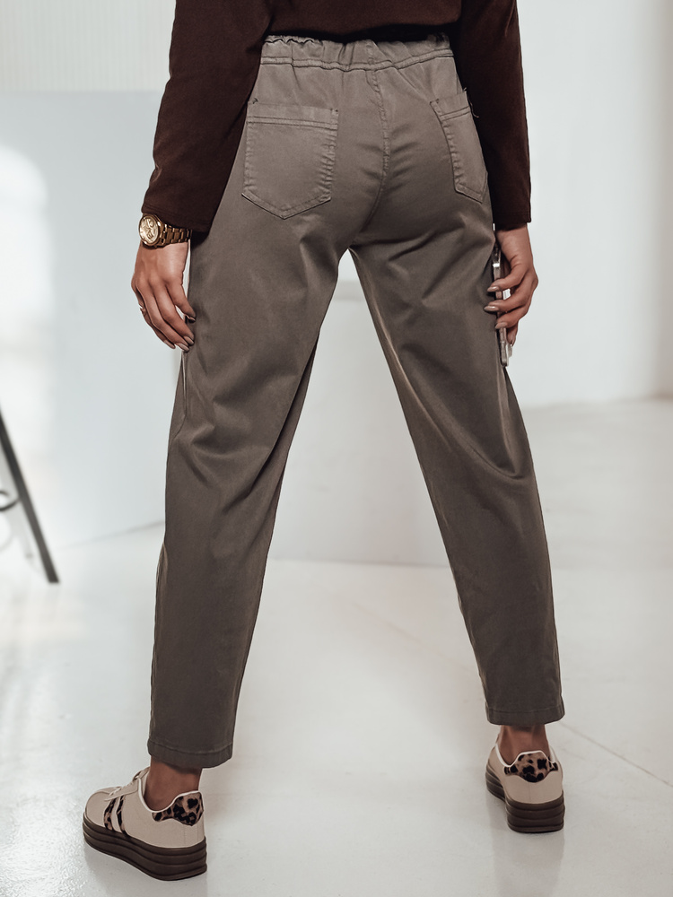 Pantaloni chino de damă LEOCINCIN cu curea kaki