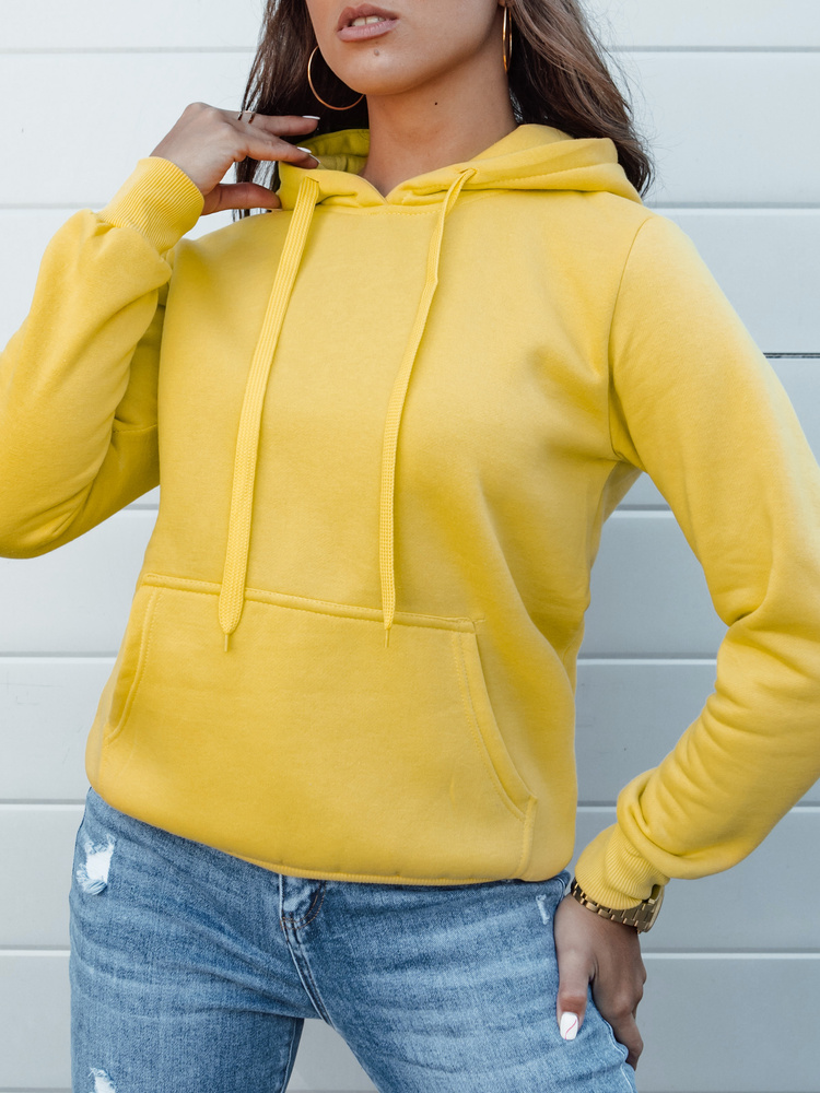 Bluza damska BASIC z kapturem żółta Dstreet