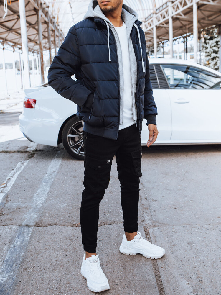 Kurtka zimowa męska pikowana granatowa Dstreet