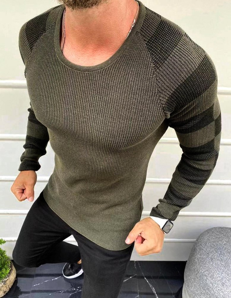 DStreet Sweter męski wkładany przez głowę khaki