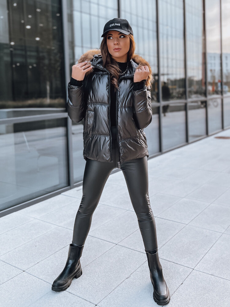 Kurtka zimowa damska pikowana SPARKLE czarna Dstreet