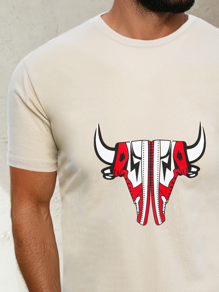 T-shirt męski beżowy Dstreet