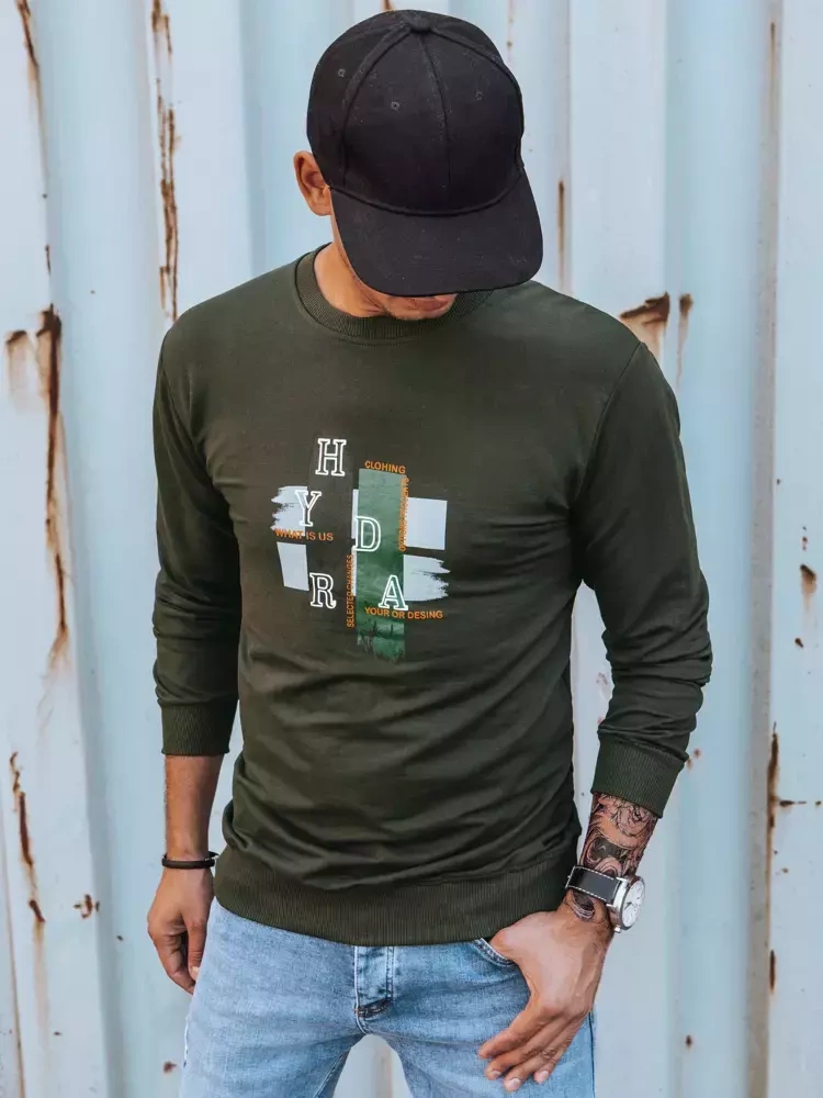 Bluza męska z nadrukiem khaki Dstreet