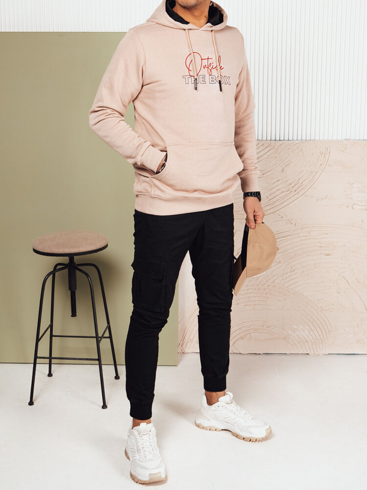 Bluza męska z kapturem beżowa Dstreet