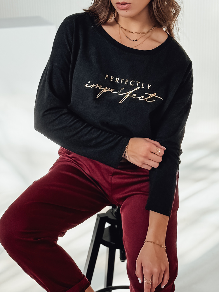 Bluzka damska oversize VIVILINES z nadrukiem czarna Dstreet