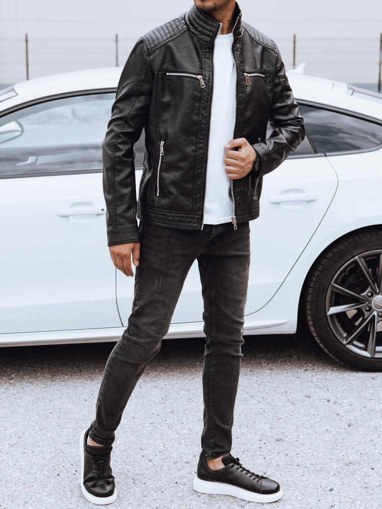 Kurtka skórzana męska czarna Dstreet