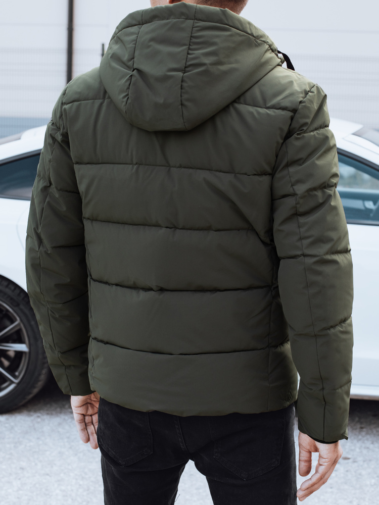 Jachetă matlasată de iarnă pentru bărbați cu glugă, verde