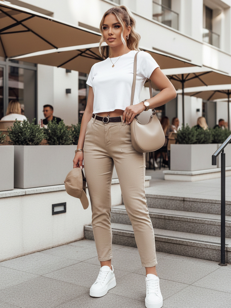 Dámske slim fit nohavice TAIRONIK s opaskom