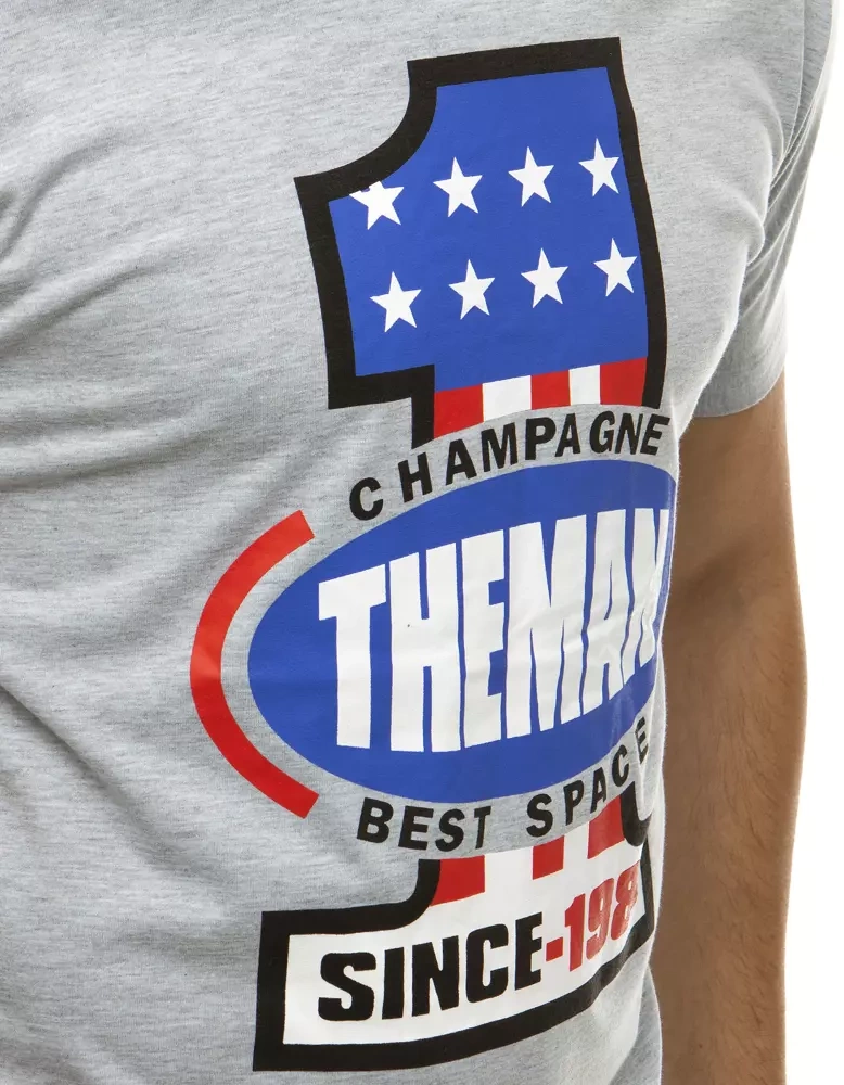 T-shirt męski z nadrukiem szary Dstreet