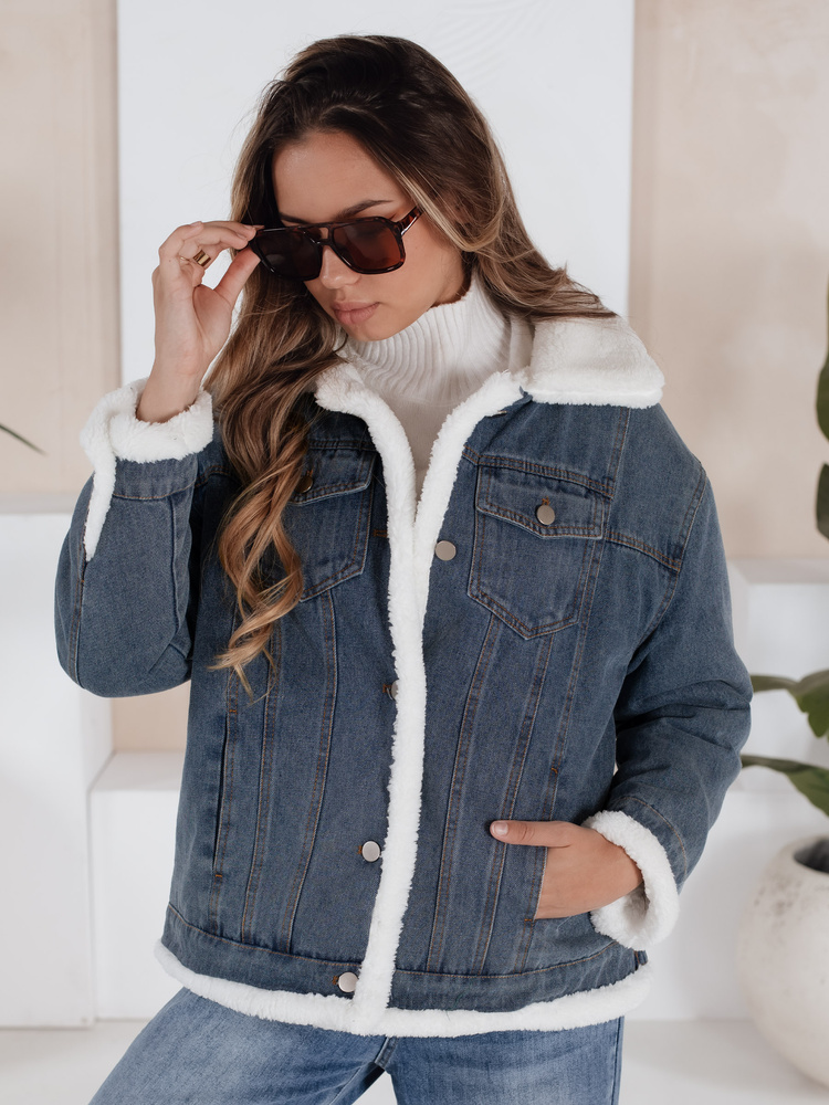 Dámska zimná rifľová bunda s kožušinou