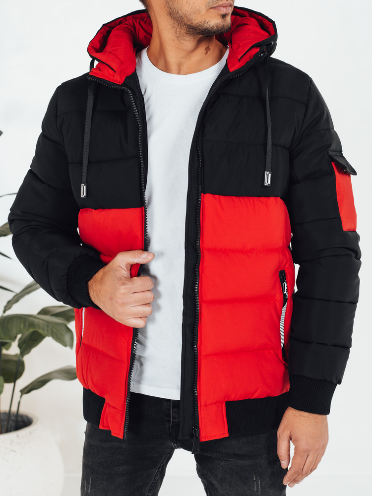 Мъжко зимно яке в черно и червено