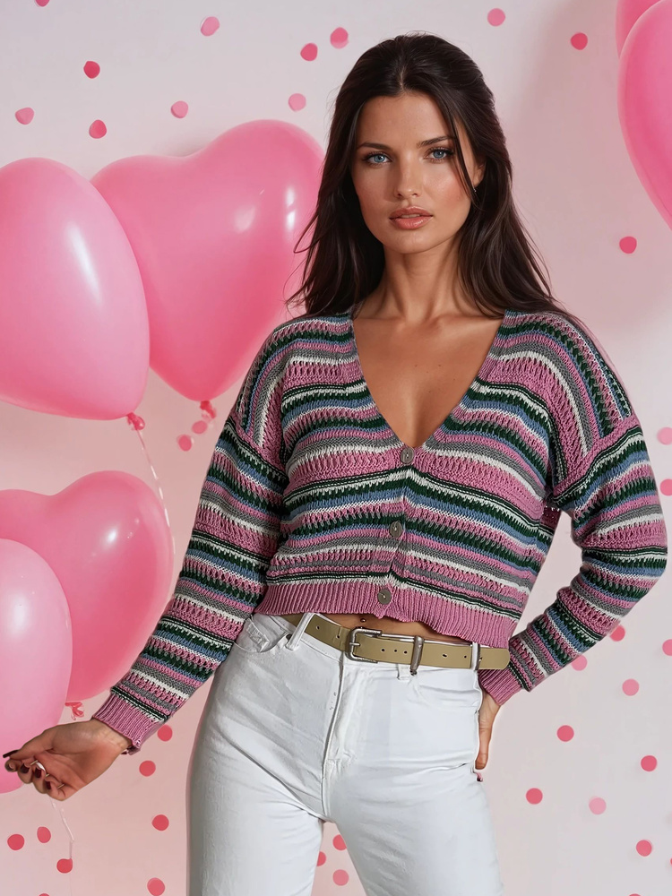 Sweter damski COLORFUL różowy Dstreet
