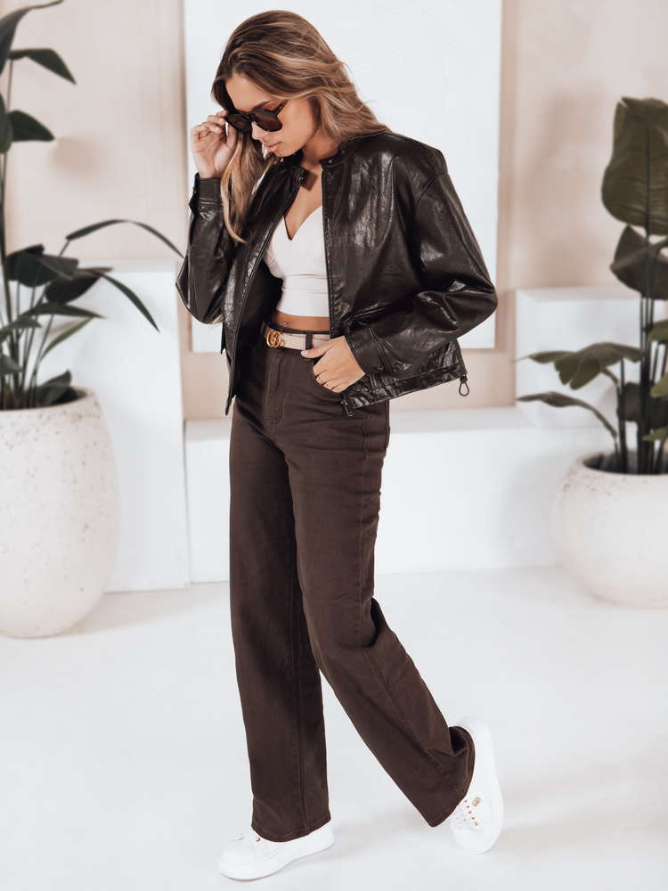 Jeansy damskie wide leg brązowe Dstreet